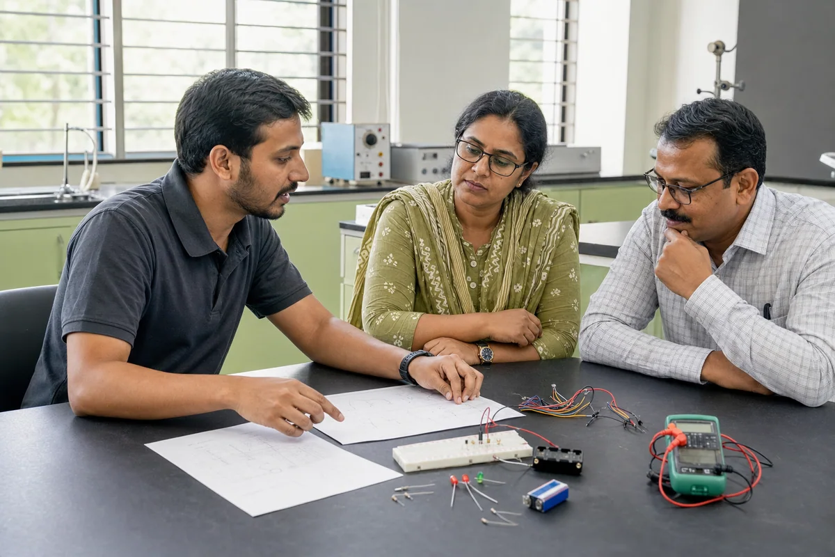 An AlphaEd instructor introducing a technical concept to a group of students